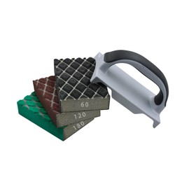 ROLLINGDOG Sanding Blocks - 4PC Different Specifications Hand Sanding Sponges with Plastic Handle for Wood,Wall (60#,120#,180#)