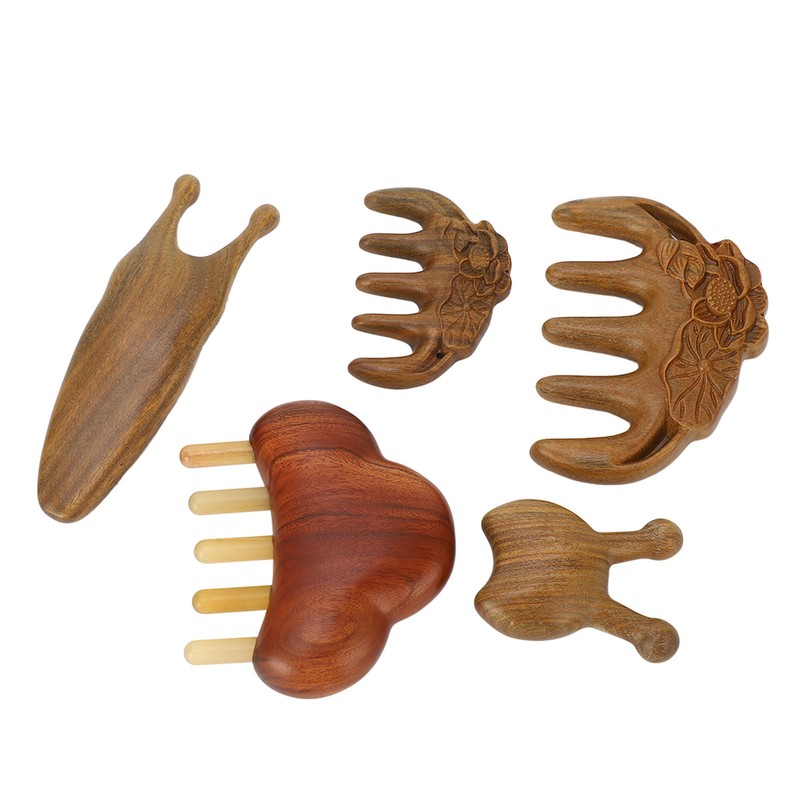 Meridian Massage Tool Kit Wood 3pcs Meridian Comb 2pcs Nose
