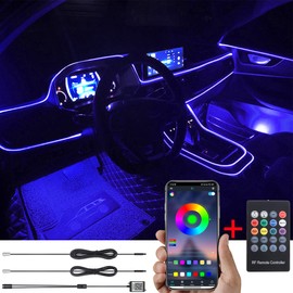 Taben Car Ambient Light, RGB Remote Control Decorative Lamp, Interior Lighting Atmosphere Light, DIY Refit Flexible Fibreglass Tube, 8 Colours, 1 W DC, 12 V, 5 m
