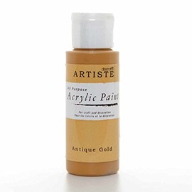 Artiste Acrylic Paint 59ml 2Oz Antique Gold, Quick-Drying Professional Art, Craft and Hobby Artists Paint, Vibrant Colour, Water-Based Paints Cover All Surfaces with Ease, Ideal for Travel Artists