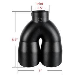 Black Dual Exhaust tip - 2.5" ID x 7"OD x 8.5"L - Double Wall Clamp On Muffler Tail Pipe Stainless Steel Black Coated