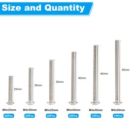 Yinpecly 120 Pcs Cabinet Pulls Knobs Screws, M4x25/30/35/40/45/50mm