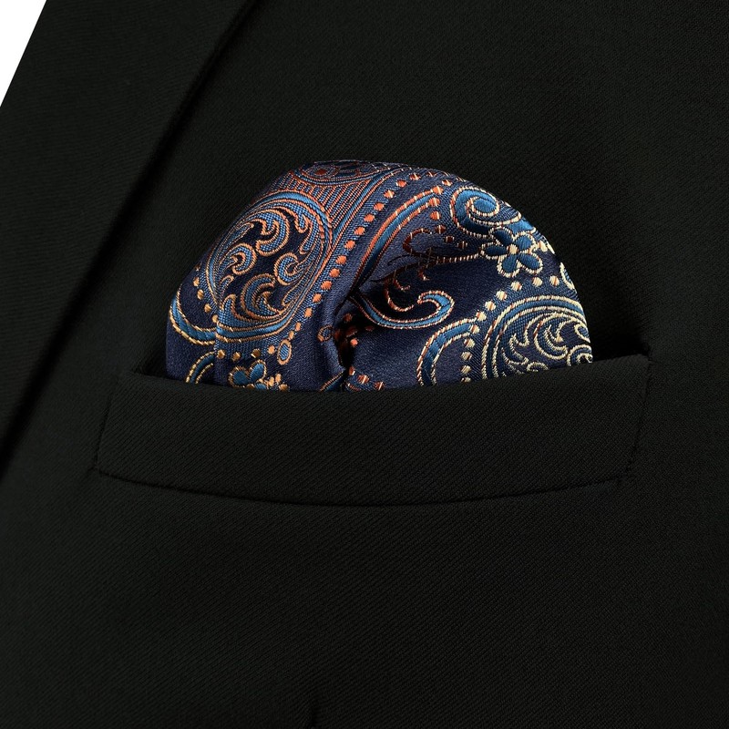 S&W SHLAX&WING Mens Paisley Pocket Squares XL Large for Wedding