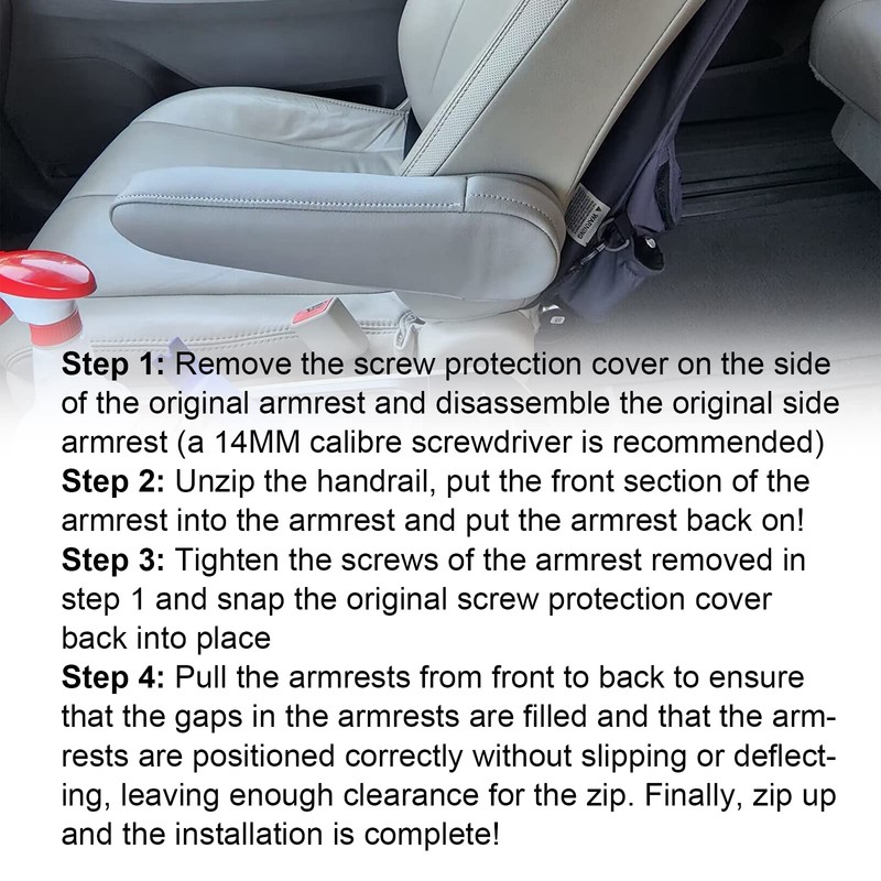 GXARTS Left and Right Leather Seat Armrest Cover Compatible with