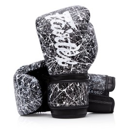 Fairtex Microfibre Boxing Gloves Muay Thai Boxing (BGV14PT - Black/White, 14 oz)