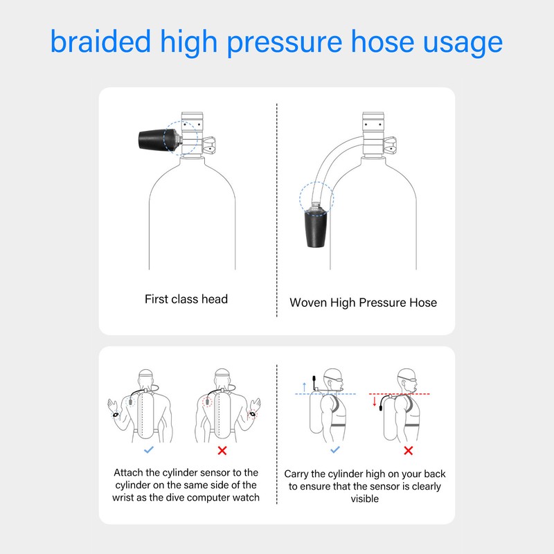 Diving High Pressure Regulator Hose Professional Carbon Fiber Woven Flexible