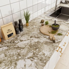 LaCheery Thick Brown Marble Peel and Stick Countertop 160 x 36 Inch Extra Wide Contact Paper Marble Wallpaper Peel and Stick Waterproof Self Adhesive Marble Vinyl Wrap for Countertops Table Desk Cover