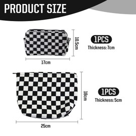 2 Pieces of Black and White Checkered Bag, Makeup Bag, Cosmetic Bag, Portable Travel Makeup Bag, Toiletry Bag, and Women's Cosmetic Storage.