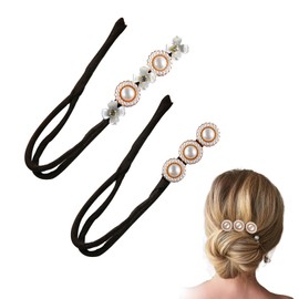 Pack of 2 Bun Maker, Hair Bun Maker with Pearl Flowers, Magic Hair Bun Maker, Hair Doughnut Roller, Bun Aid for Women Girls Hair Bun Hair Bun Shaping