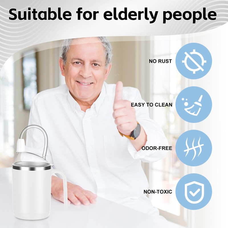 2 Pack Adult Sippy Cup for Elderly Spill Proof 15