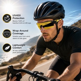 UV400 Polarized Sports Sunglasses for Cycling – Lightweight Wraparound Eyewear with REVO Lens for Hiking, Running & Daily Use