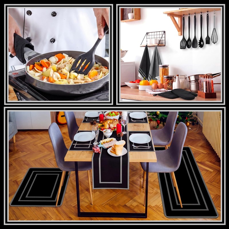 Purpeak 37 Pcs Black Kitchen Decor and Accessories Set Include