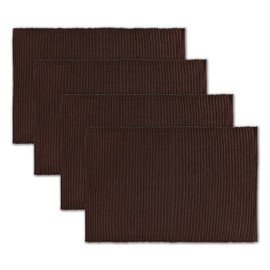 100% Cotton Ribbed Placemats - Set of 4-13 x 19.5 Inches - Brown - Everyday/Thanksgiving/Fall Cloth Table Mats - Thick Construction, Washable & Reusable Cloth Place Mats - by AVKA Studio