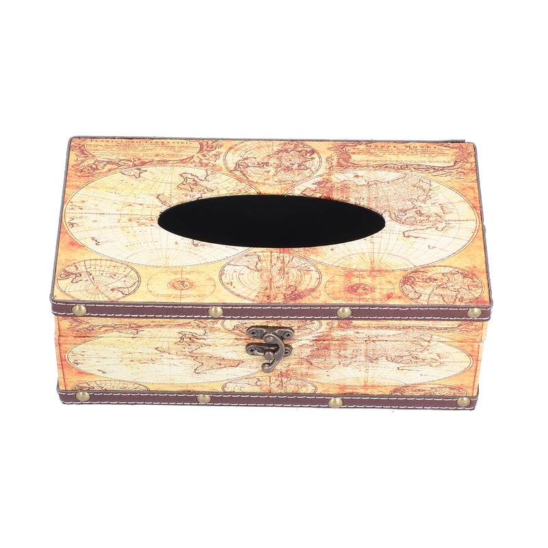 Tissue Box Organizer Composite Wood Leather Rounded Edges Premium Texture