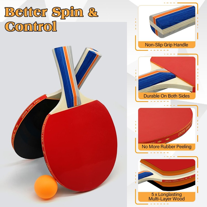 Naissgo Table Tennis Set with Retractable Net, Portable Ping Pong