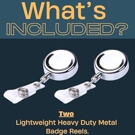 2Pcs Silver Badge Reels Retractable Badge Holders Badge Alligator Clip Heavy Duty Badge Reels with Metal Cord for Nurses and Professionals Identification Badges Supplies