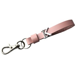 HERBE Sparkling Initial Leather Key Chain, Choose Your Initials, Made in Japan, Genuine Cowhide Leather, Gift Idea, Pink