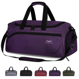 FIORETTO 43L Sports Bag & Travel Bag for Men and Women with Shoe Compartment & Wet Compartment, Waterproof Bag for Training Bag, Gym, Travel, Swimming, Sauna, Football, purple