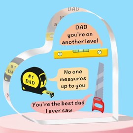 QMVMV Happy Fathers Day Acrylic Plaque with Funny Tools - Funny Dad Birthday Acrylic Plaque from Daughter or Son. Traditional Cute and Humorous Father's Gifts from Kids