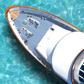 Fullfire Boat Flooring EVA Foam Boat Decking for Jon Boat, Faux Teak Marine Mat Self-Adhesive for Motorboat RV Yacht Kayak Floor 94" x 16" Grey with Blue Lines