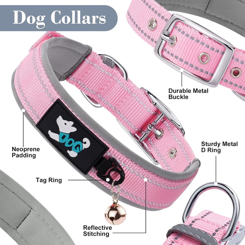 AUAUY Collar de perro de nailon, collar de perro reflectante