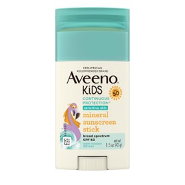 AVEENO KIDS protector solar mineral en barra para niños FPS 50 - óxido de zinc 21.6 y esencia de avena - para piel sensible, sin fragancia ni...      
