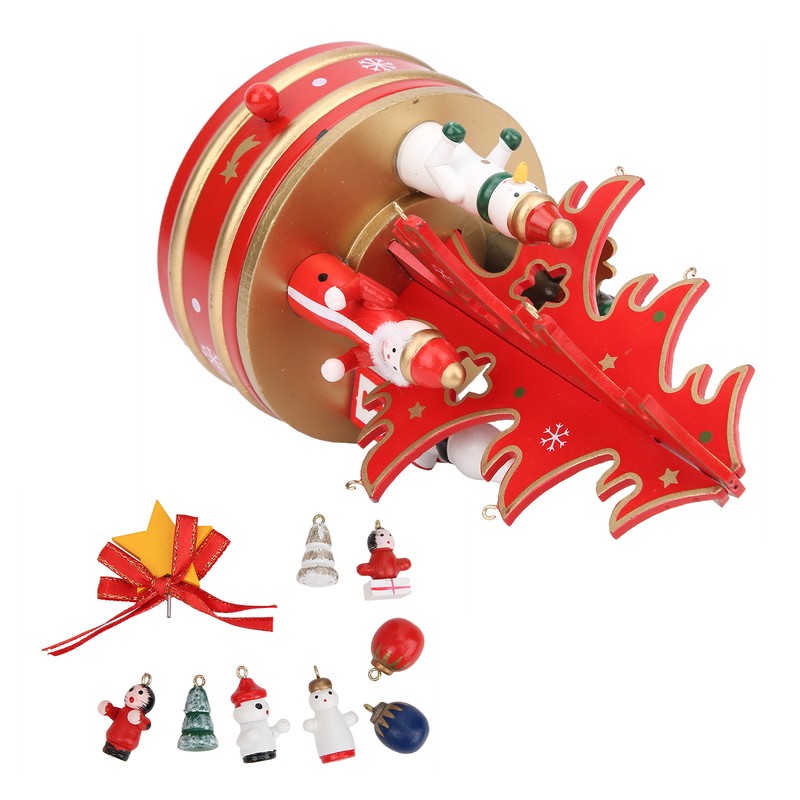 Christmas Music Box Wood Christmas Musical Box Xmas Decoration Gifts