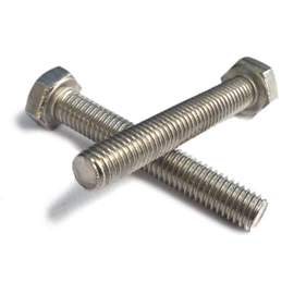 M10 x 1.25 Metric Fine Thread Hex Head Bolts, DIN 961, A2 Stainless Steel, 5-Pack (20mm)