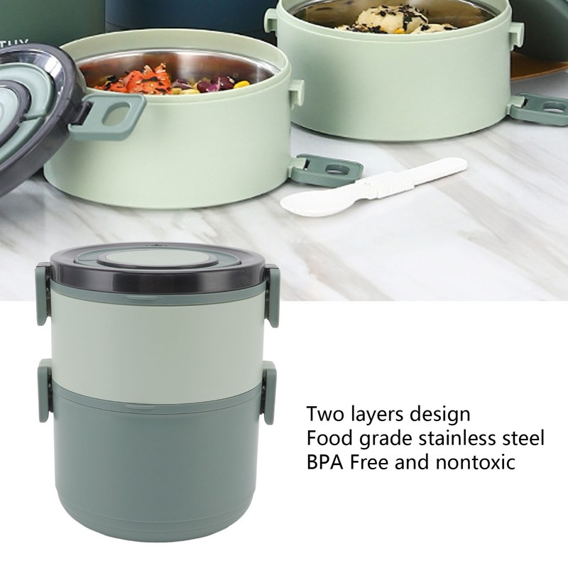 Stackable Lunch Box 1600ml Dual Layers Stainless Steel BPA Free