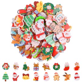 Kalolary 65 Pieces Christmas Brooch Pins Set Christmas Cute Aesthetic Badges Kawaii Santa Claus Snowman Rabbit Reindeer Bear Girls Cartoon Brooch for Backpack Bag Jacket Hats, Acrylic