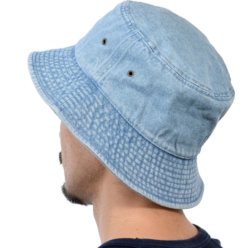 NEWHATTAN Bucket Hat Hat 18. Denim Light Blue, blue (light)