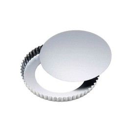 984 Tiger Crown Tart Shape, Silver, 8.5 x 0.9 inches (218 x 23 mm), 220 Separated Tart Shape, Steel, Chrome Plated, Round, Pull Out Bottom