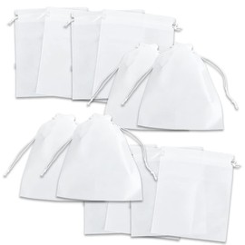 Nicheez Non-Woven Storage Bag, Drawstring Bag, White, Set of 12 (40 cm x 30 cm)