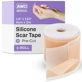 AWD Medical Awd Hojas De Silicona Para Cicatrices Quirúrgicas - Cinta De Silicona Precortada Para Cicatrices De Grado Médico Para Sección C, Cinta Abdominoplastia - Parches De Silicona En La