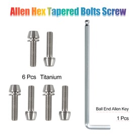 SPEEDWOX 6 Pcs Hex Key Titanium Hex Socket Head Cap Screws M5x20mm with Washer MTB Road Bike Mountain Bike Stem Screw Titanium for MTB Bike Stem