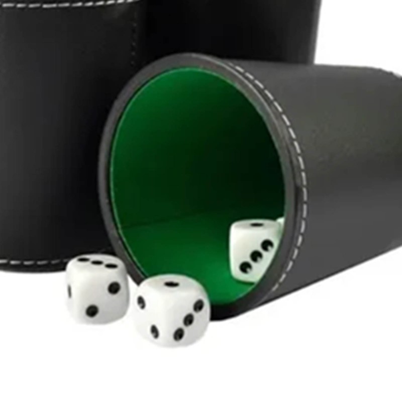 5Pcs PU Leather Dice Cup Set with 20 Dot Dices