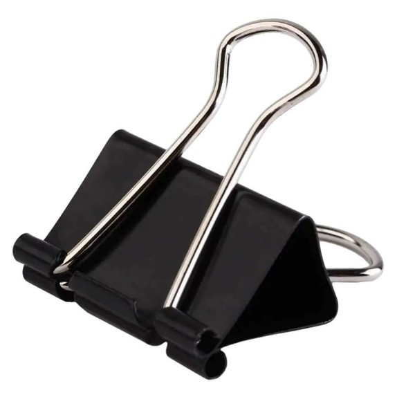 Binder Clips, Medium Size, Black Metal, 50-Pack with Storage Box