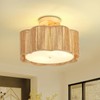Haolaike 13 Inch Rattan Flush Mount Ceiling Light Fixtures 2-Light