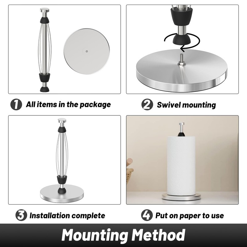 VEHHE Paper Towel Holder Countertop, Stainless Steel Paper Towel Holder