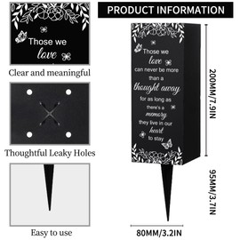 WEBEEDY Cemetery Vases Decorations for Grave with Spikes Metal Memorial Vases Butterfly Flowers Grave Flower Holder Decorations for Cemetery Funeral Father's Day Memorial Day Gift,1 pc (3x8 Inch)