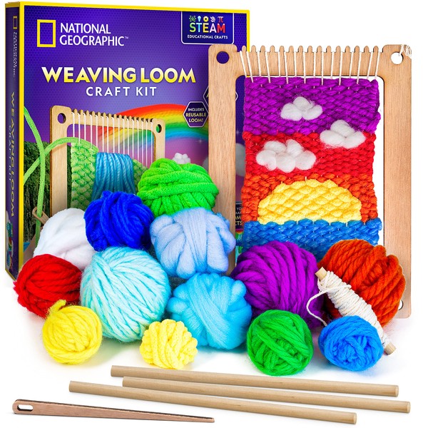 NATIONAL GEOGRAPHIC Kids Weaving Kit - Arts and Crafts Loom