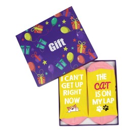 PartyGalore Cat Socks for Women with Gift Box, Funny Cat Mom Socks, Cat Mom Christmas Gift for Women Mom Grandma Her, Cat Gifts for Cat Lovers
