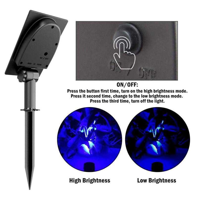 T-SUNUS Solar Spot Lights Blue Light, Solar Landscape Spotlights Outdoor