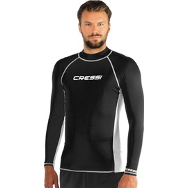 Cressi Men's Long Sl Rash Guard Long Sleeves Elastic Fabric for Adult UV Protection (UPF) 50+, black, l