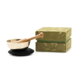 Mini Singing Bowl in Green Gift Box Including Base and Wooden Striker I Delicate Sound for Fine Listening I The Nice Gift Idea and Small Gift for Singing Bowl Fans