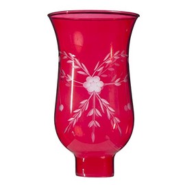 B&P Lamp® Cranberry Hurricane Shade W/Cut "Flowers" Design