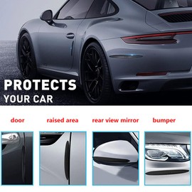 8 Pcs Universal Car Door Edge Guards Bumper Rearview Mirror Anti-Scratch Silicon Protector Strips Car Protection Accessories(Black)
