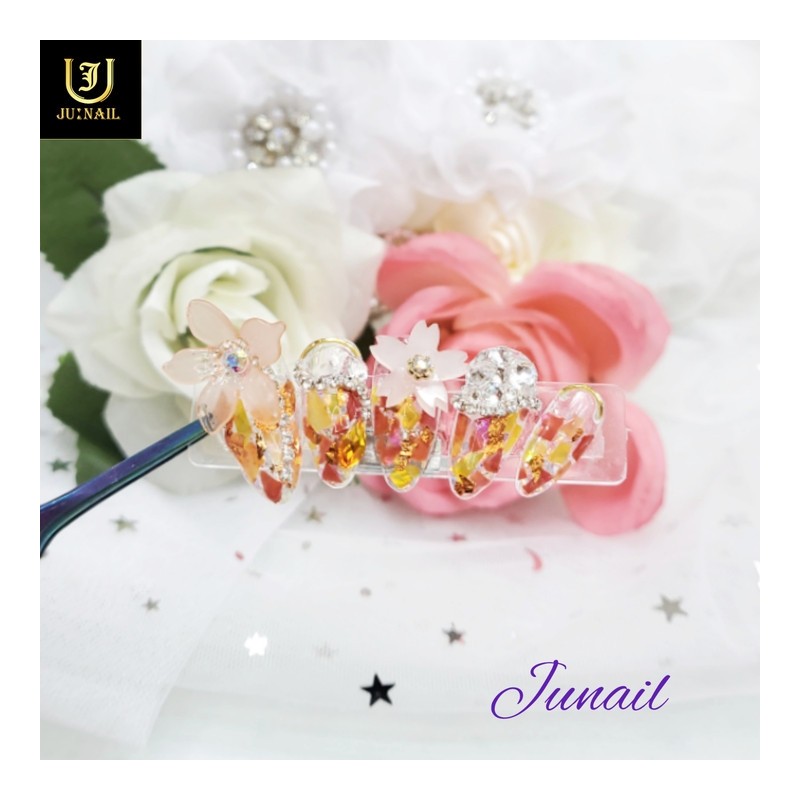 Blooming mother-of-pearl flower handmade nail tip✨ - Long stiletto /