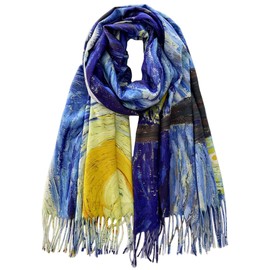 VENVSBEE Van Gogh Scarves Art Scarf for Women Best Gift Reversible Soft Cashmere Feel Shawl Wrap Pashmina Rave-21 Starry Night