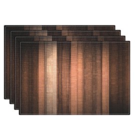 Emvency Farmhouse Placemats Set of 4, Vintage Brown Rust Tan Striped Art Painting 12x18 Inch Bronze Copper Peach Table Mats for Outdoor Home Party Kitchen Dining Decoration